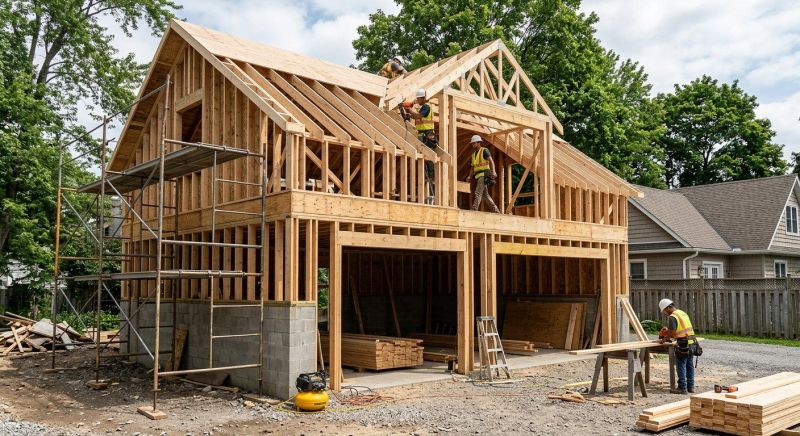 Two Story Garage Construction in Cypress, TX